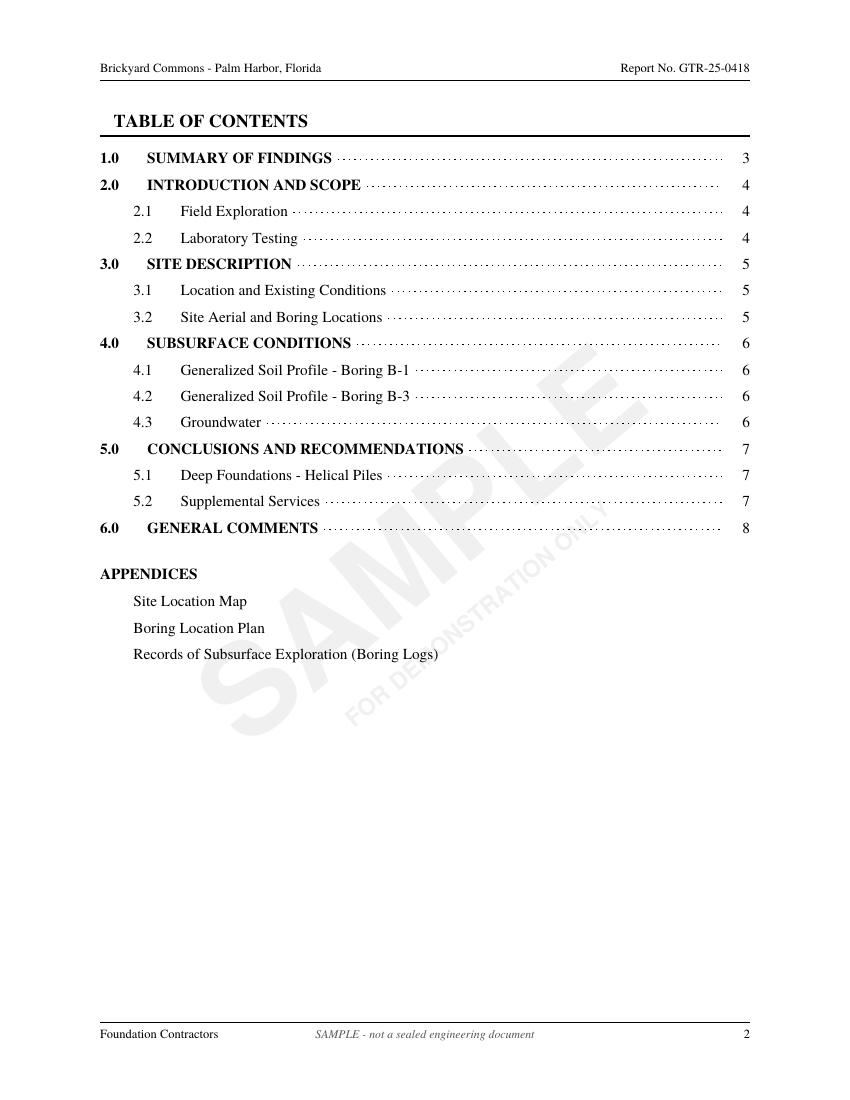 Sample geotechnical soil report page 2