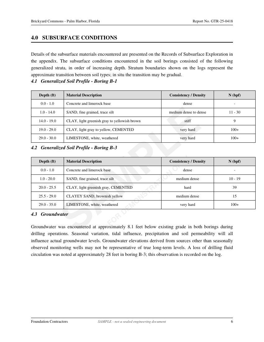 Sample geotechnical soil report page 6