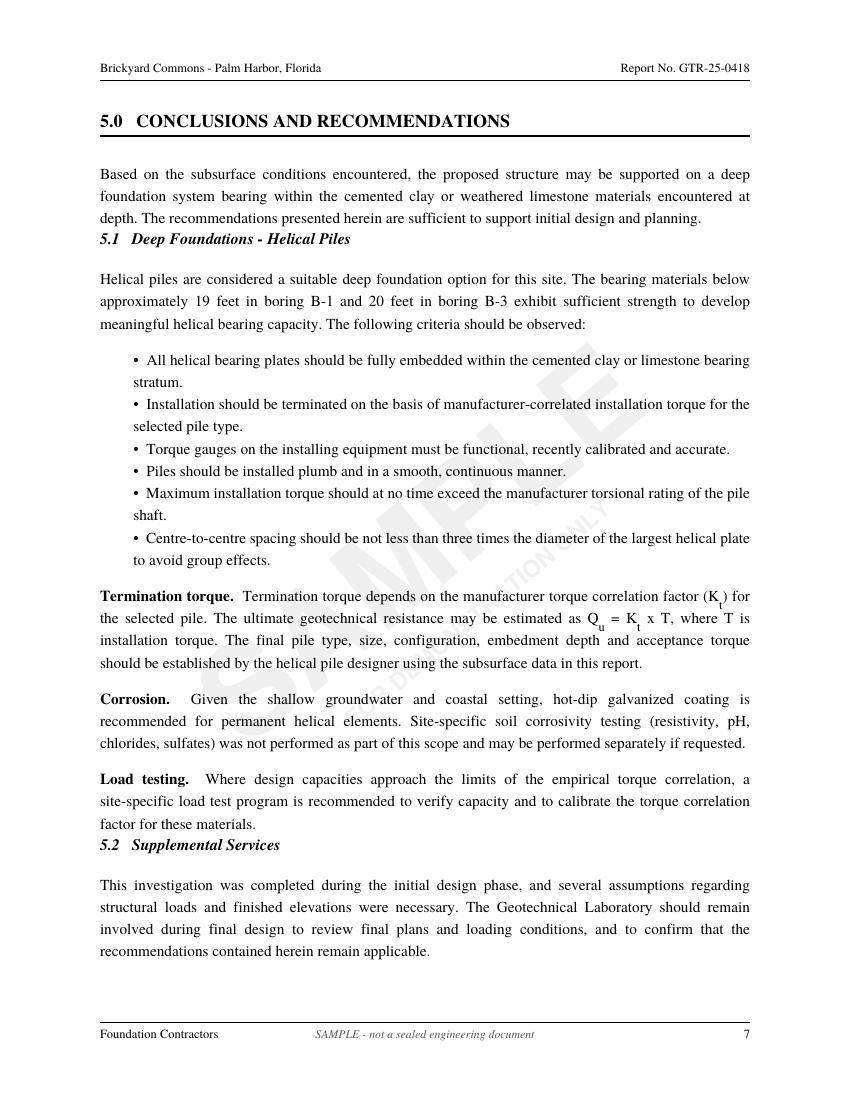 Sample geotechnical soil report page 7
