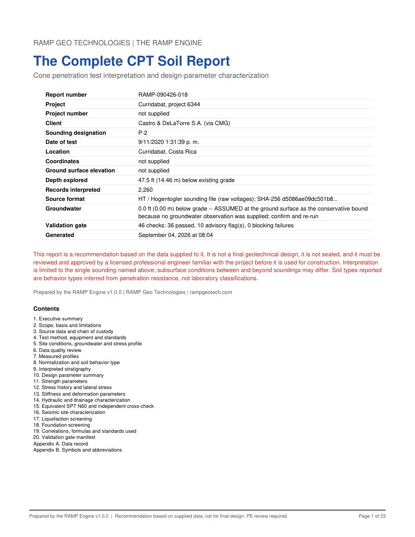 CPT soil report P-2 page 1